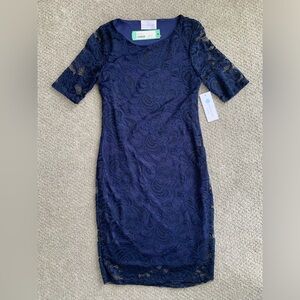 French Grey Stitch Fix navy blue lace bodycon dress US Womens XS.